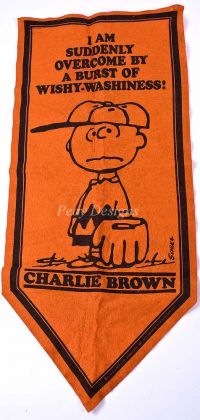 Peanuts CHARLIE BROWN Orange PENNANT Banner Vintage 70